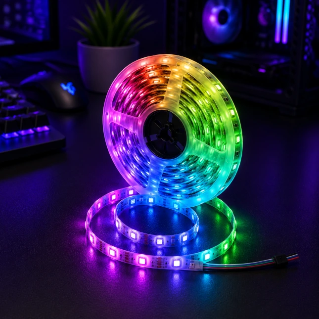 شريط ليد Addressable RGB – إضاءة متحركة متعددة الألوان (2.5متر)